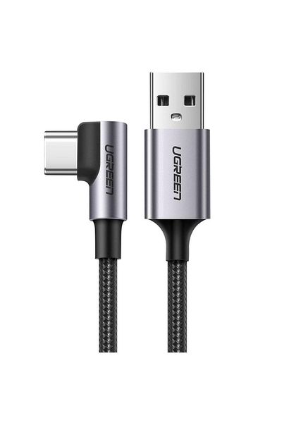 Ugreen USB to USB Type-C Data and Charging Cable UGREEN US284, Angled 90, 2 m, 3A, Black