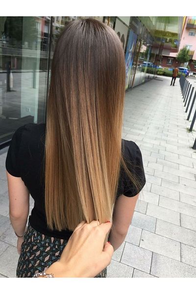 Zeysum Auburn Brown Straight Yellow Ombre Hair Clip-In Hairpiece 60 cm 110 Gr Heat Resistant Halfmoon