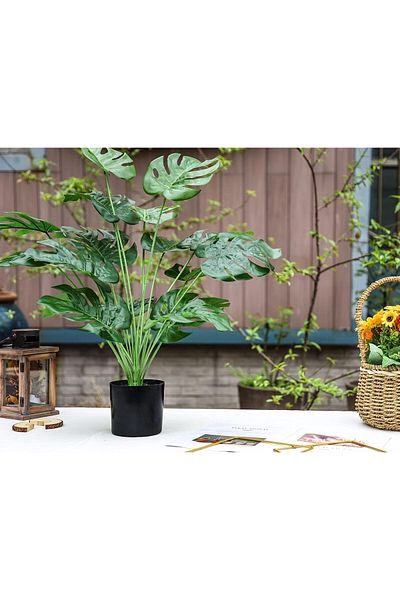 NEXIFY Artificial plants, Artificial Tree, Faux Monstera Tropical Palm Tree with Pot for Indoor Outdoor Hom