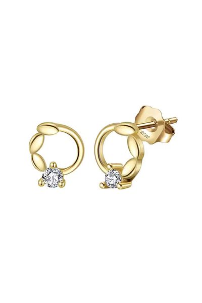 The Jewel Heart Love Earrings - 925 Silver with 14K Gold Plated