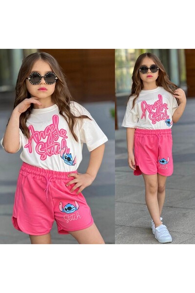 Bisahane طقم شورت أنجل ستيتش للفتيات