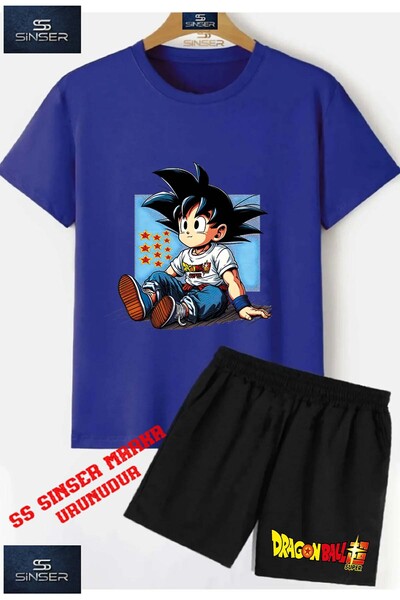 SS SİNSER Children's “Goku Sitting Blue Canvas“ Custom Printed Crew Neck T-Sh...
