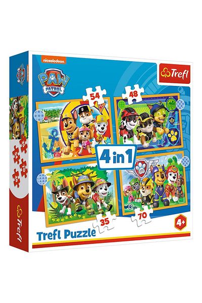 Trefl Puzzle Trefl 4 in 1, 207 piese, Patrula Catelusilor - Sarbatorile