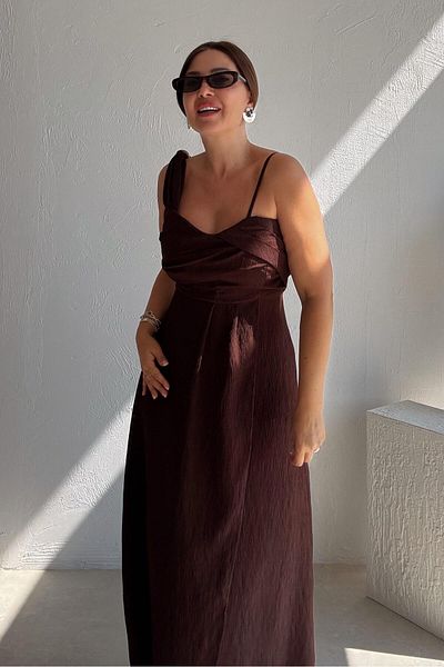 ELVAN TOLON Brown One Shoulder Dress