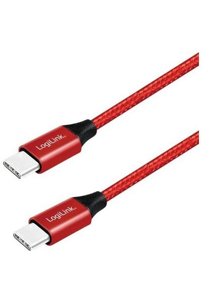 LogiLink Logilink data cable, CU0155, USB 2.0, USB Type-C (T) to USB Type-C (T), 0.3m, Premium, Red
