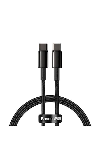 Baseus Cablu de date Baseus Tungsten Gold, 2 x USB Type-C, Power Delivery 100 W, 2m (Negru)