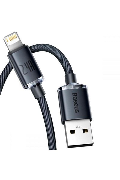 Baseus Crystal Shine Fast Charging 2.4A Lightning 1.2m Black Cable