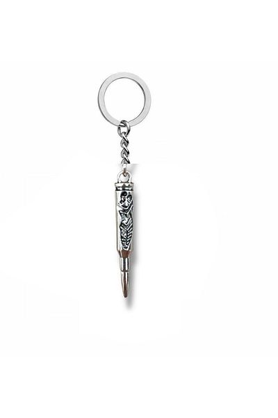 Herşey Nota Kanas Sniper Bullet Figured Metal Keychain – Silver Color Unisex Accessory