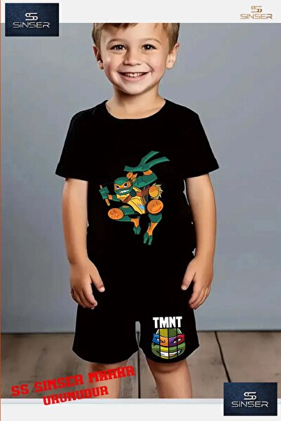 SS SİNSER Tricou cu gât rotund cu imprimeu special pentru copii „NINJA TURTLE...