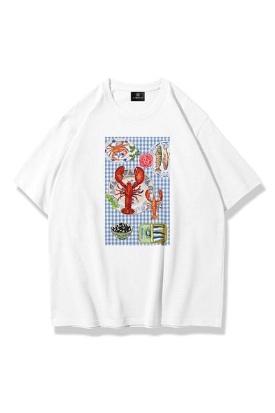 Trendiz Γυναικείο μπλουζάκι Crab Picnic Λευκό