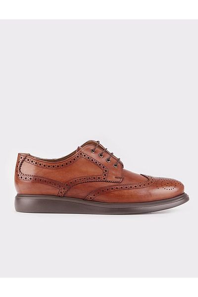 Cabani Gel Sole Genuine Leather Tan Laced Men's Casual Shoes