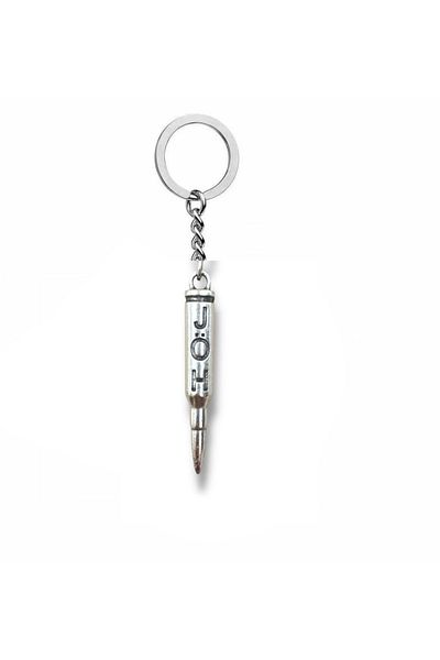 Herşey Nota Jöh Written Bullet Figured Metal Keychain – Silver Color Unisex Tactical Accessory