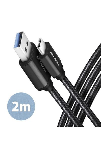 Axagon Cablu de date BUCM3-AM20AB, USB-C la USB-A, 2m, 3A (Negru)