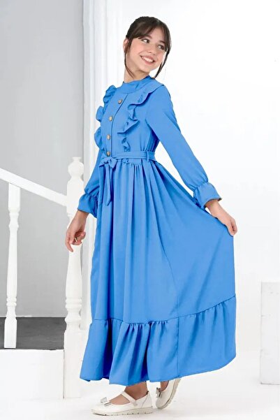 JOGCO Κοριτσίστικο Μακρύ Φόρεμα Aerobin Λινό Υφασμάτινο Μακρύ Φόρεμα Hijab