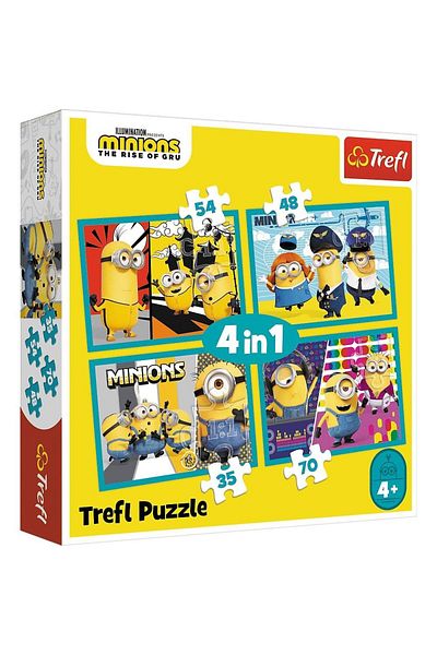 Trefl Trefl 4 in 1 Minions Puzzle, Happy Minions World, 35/48/54/70 pieces