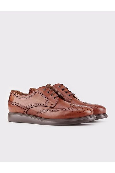 Cabani Gel Sole Genuine Leather Tan Laced Men's Casual Shoes