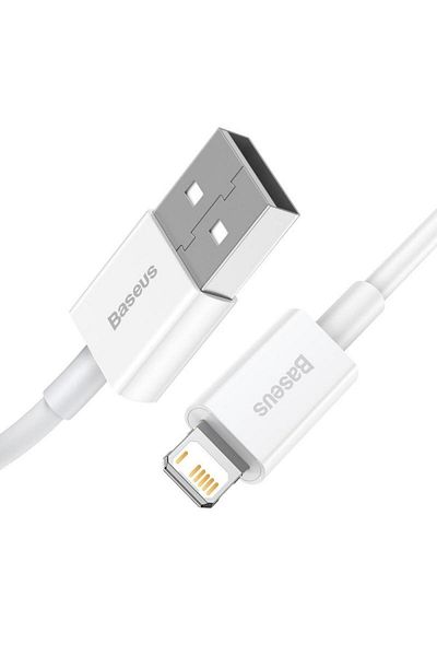 Baseus Cablu de date Baseus Superior Series CALYS-02, USB la Lightning, 2.4A, 0.25m (Alb)