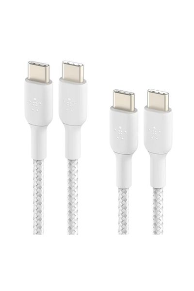 Belkin Set 2x Cablu Belkin Boost Charge Braided USB-C/USB-C 2m (Alb)