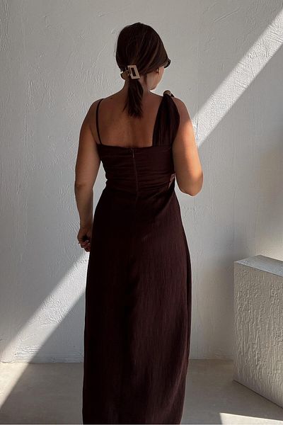 ELVAN TOLON Brown One Shoulder Dress