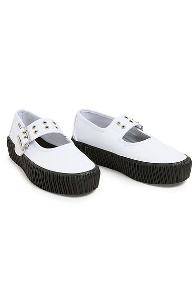 Vans White Platform Loafers – Women’s Slip-On Shoes with Buckle