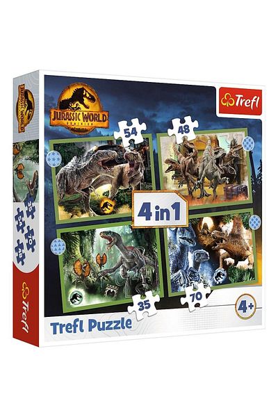 Trefl Trefl 4 in1 Puzzle, Jurassic World, In the world of dinosaurs, 35/48/54/70 pieces