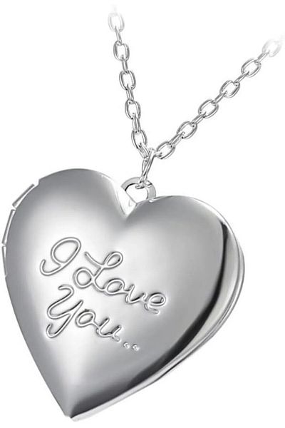 İYİ MODA Romantic I Love You Written Picture Necklace |   Lux Gift Heart Pendant with Lid and Inside Opening