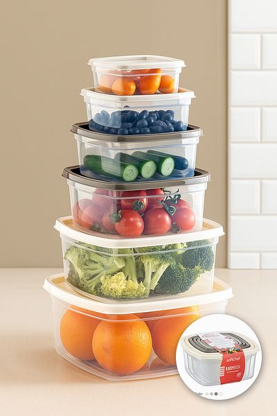Destpak 6 Storage Containers - Nested - Extra Quality - Deep Freezer Compatible
