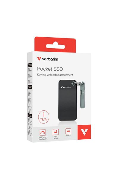 Verbatim Verbatim Pocket external SSD, 1TB, USB 3.2 Gen 2 (Black/Grey)