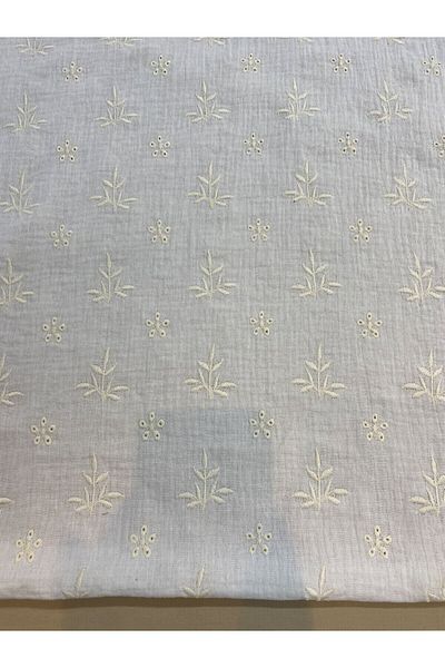 Yiğit Kumaş Embroidery Embroidered Muslin Fabric White