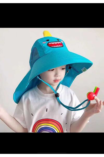 EMKSHOP Uv Protection Extra Wide Children's Hat with Whistle (3-10 Years) (Breathable Fabric)