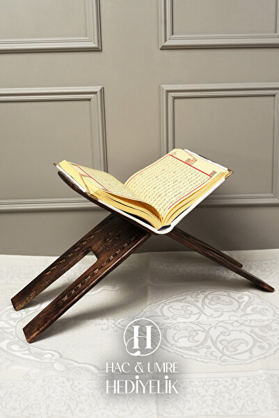 Hac Umre Hediyelik Rahle El Yapımı Masif Ahşap | Desenli Kulplu Kitap Okuma S...