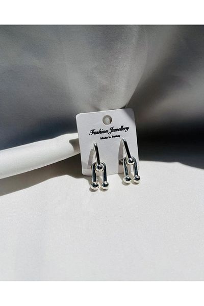 NEMOPHİLA Tifani Style Short Double Women Earrings Silver Color Stainless Steel Jewelry