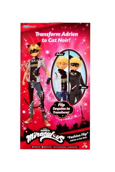 Miraculous Miraculous Adrien to Cat Noir doll, with reversible sequins