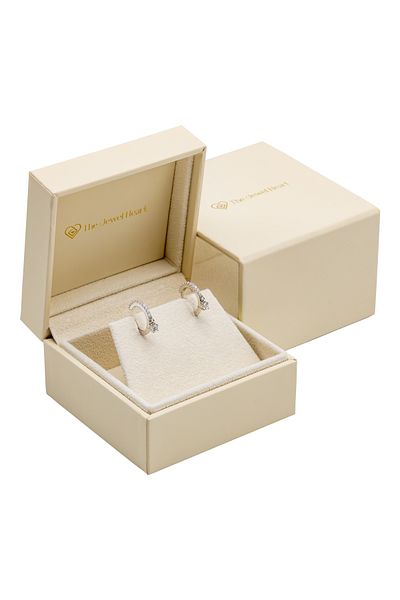 The Jewel Heart Crystal Drop Earrings - 925 Silver