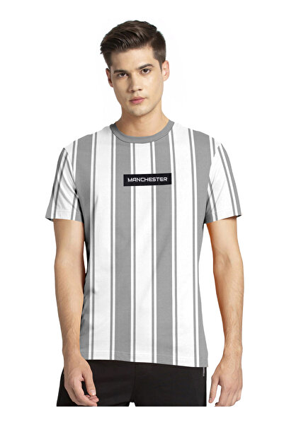 LAUREN SMITH تي شيرت رجالي كاجوال مخطط من القطن الغني - مجموعة لورين سميث للرجال