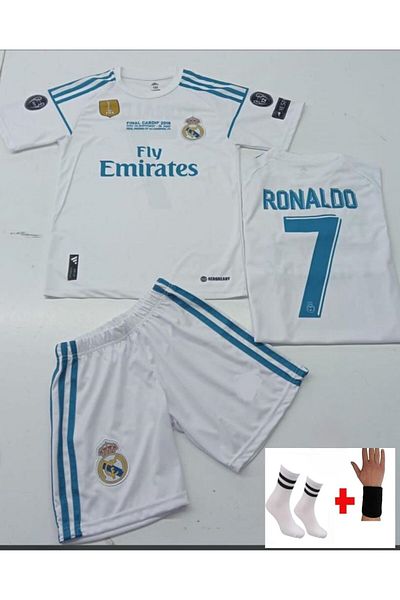 sinmm نسخة - موسم 2017-18 * جوارب بيضاء للأطفال من رونالدو ريال مدريد، هدية snm001