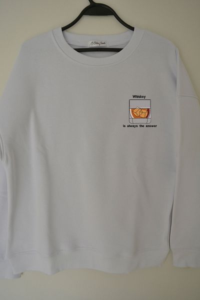 EldenStitch Whiskey Embroidery Embroidered Unisex Oversize Sweatshirt