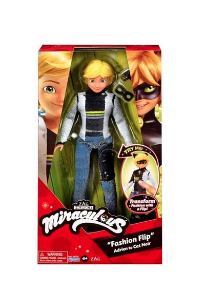 Miraculous Miraculous Adrien to Cat Noir doll, with reversible sequins