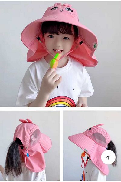 EMKSHOP Uv Protection Extra Wide Children's Hat with Whistle (3-10 Years) (Breathable Fabric)
