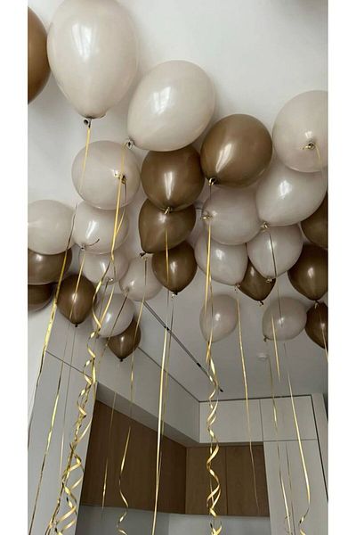 PartyPoo 7 Caramel 8 Sea Sand Pastel Balloon Set – Birthday, Party and Stylish Decoration Balloons