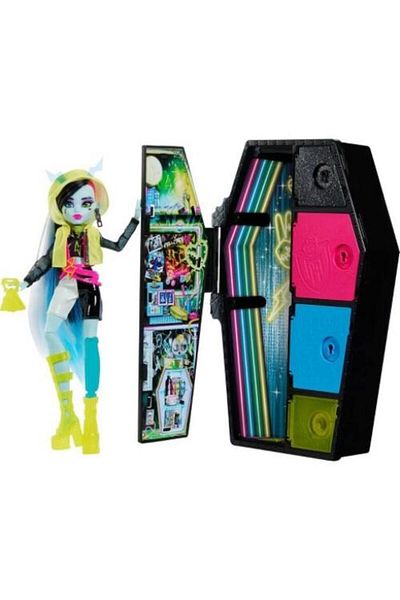 MONSTER HIGH Monster High Neon Frights Skulltimate Secrets Doll, Frankie Stein with 19 Surprises