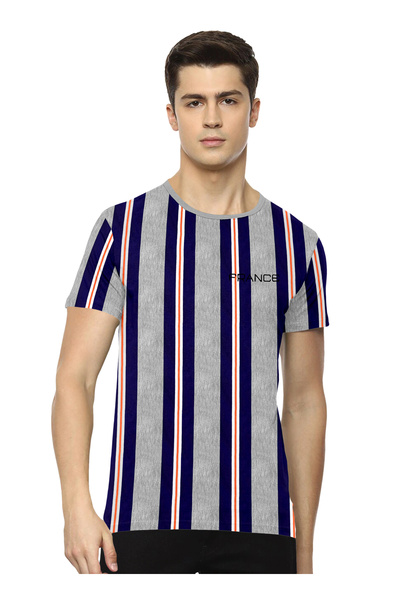 LAUREN SMITH تي شيرت رجالي كاجوال مخطط من القطن الغني - مجموعة لورين سميث للرجال