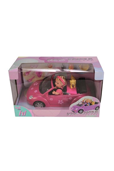 Evi Love Σετ κούκλας Evi Love με αυτοκίνητο και κουτάβι New Beetle
