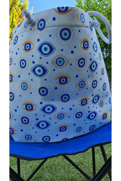 Land of Souvenir Durable Fabric Large Beach Bag with Evil Eye