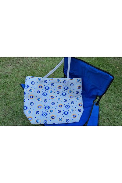 Land of Souvenir Durable Fabric Large Beach Bag with Evil Eye