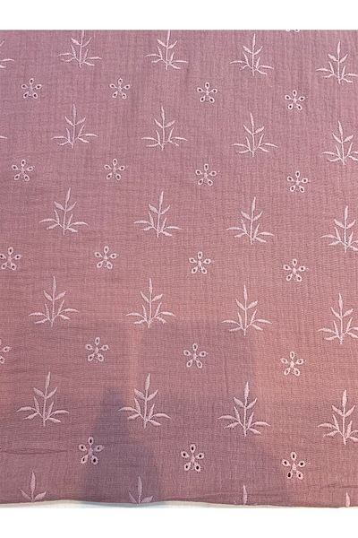 Yiğit Kumaş Embroidery Embroidered Muslin Fabric Dusty Rose 2