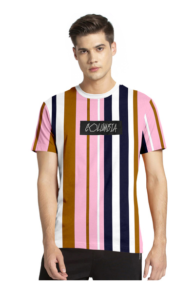 LAUREN SMITH تي شيرت رجالي كاجوال مخطط من القطن الغني - مجموعة لورين سميث للرجال