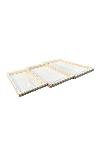 hanartz Set of 3 Natural Pine Wood Trays |   Handmade Presentation & Serving Tray |   Small - Medium - Large