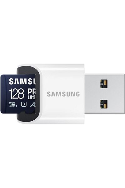 Samsung Samsung PRO Ultimate microSDXC UHS-I Memory Card, 128GB, Reader, Blue