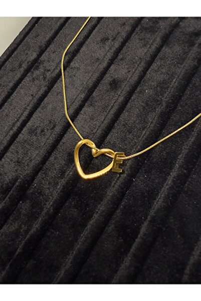 Gulsah's Store Çelik gold minimalist kalpli harfli kolye